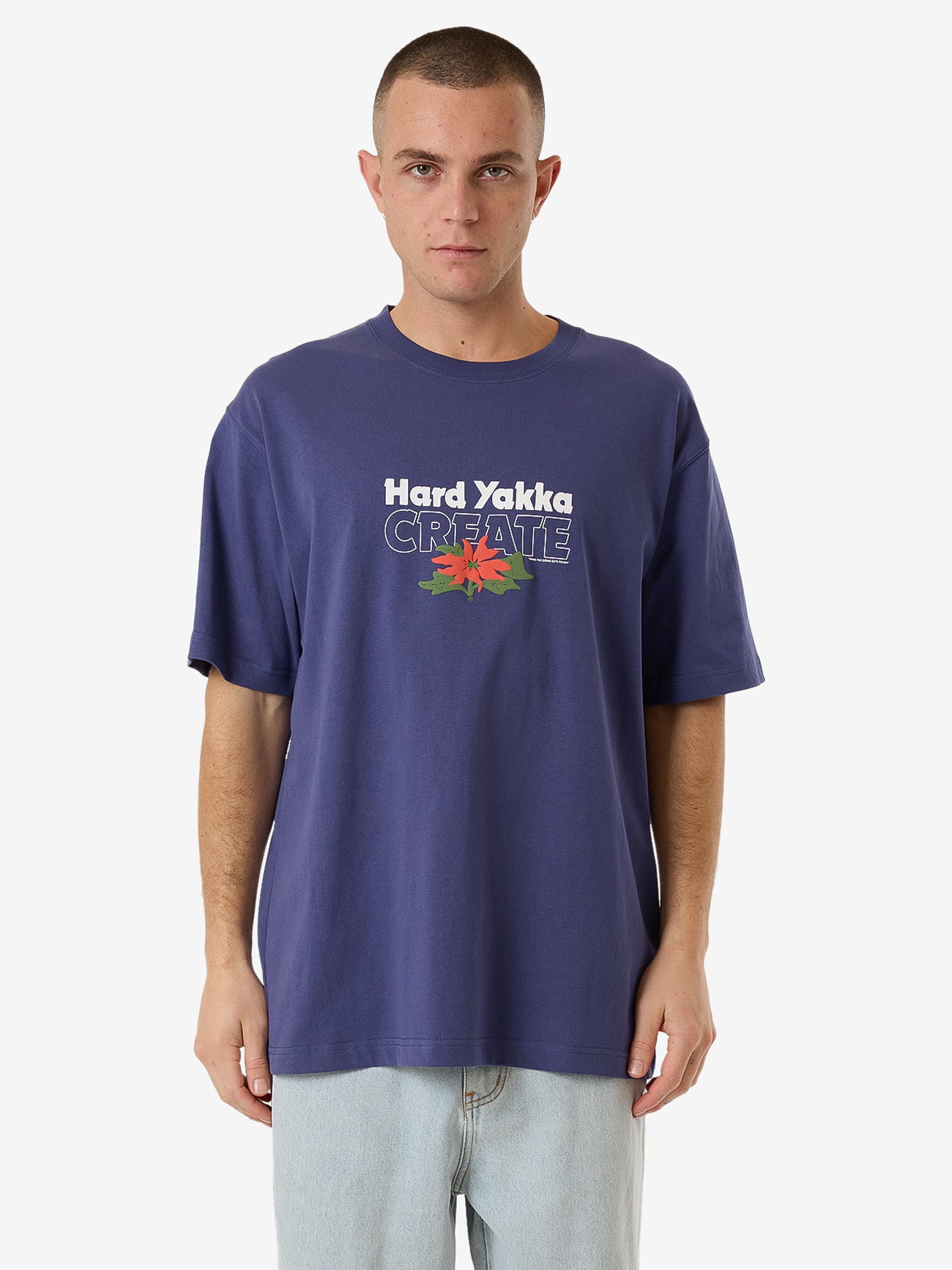 HYC Flora Oversize Fit Tee - Yakka Blue