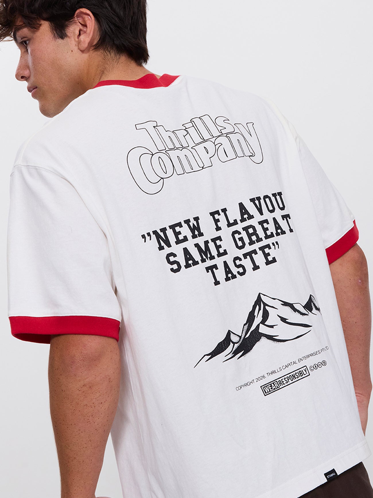New Flavour Ringer Box Crop Tee - Dirty White XS