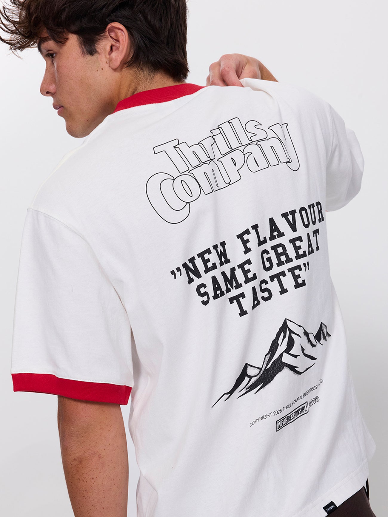 New Flavour Ringer Box Crop Tee - Dirty White XS