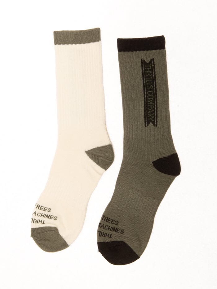 Paradise Brigade 2 Pack Sock - Army Green / Unbleached