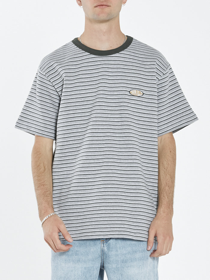 Warp Zone Stripe Merch Fit Tee - Grey Marle