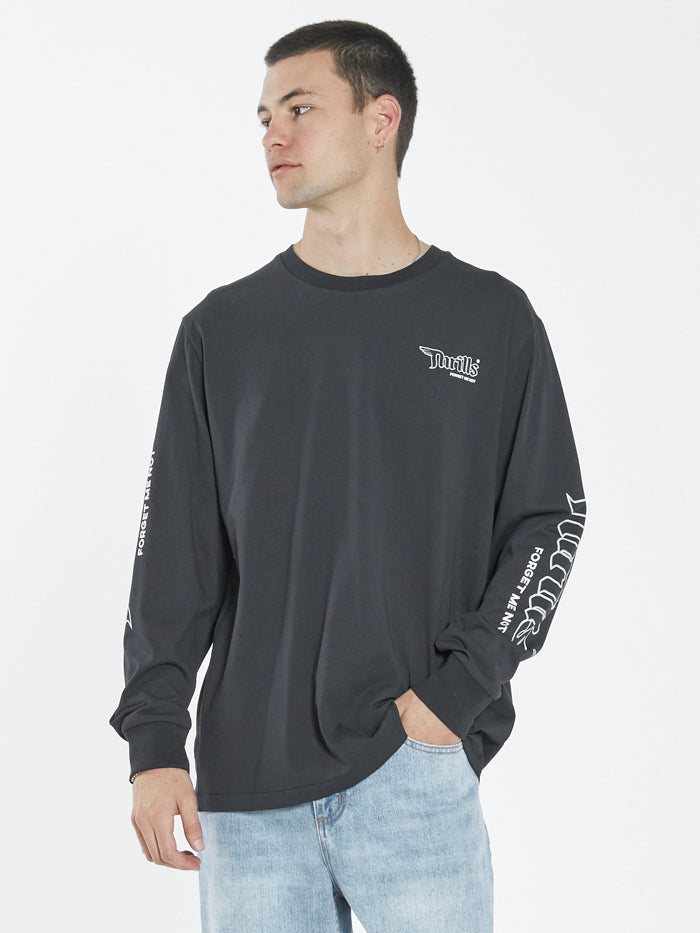 Forget Me Not Merch Fit Long Sleeve Tee - Washed Black