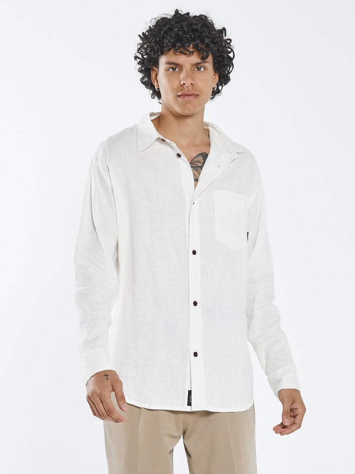 Hemp Minimal Thrills Oversized Long Sleeve Shirt - Dirty White