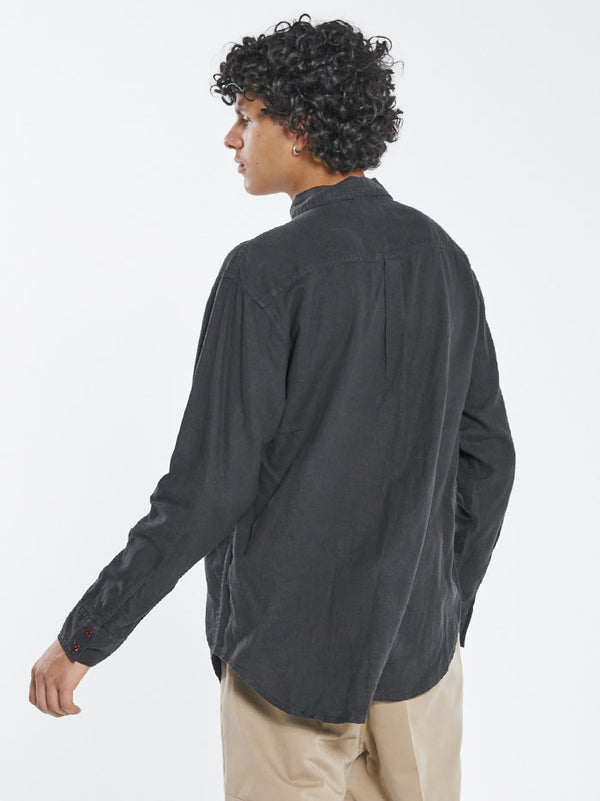Hemp Minimal Thrills Oversized Long Sleeve Shirt - Black