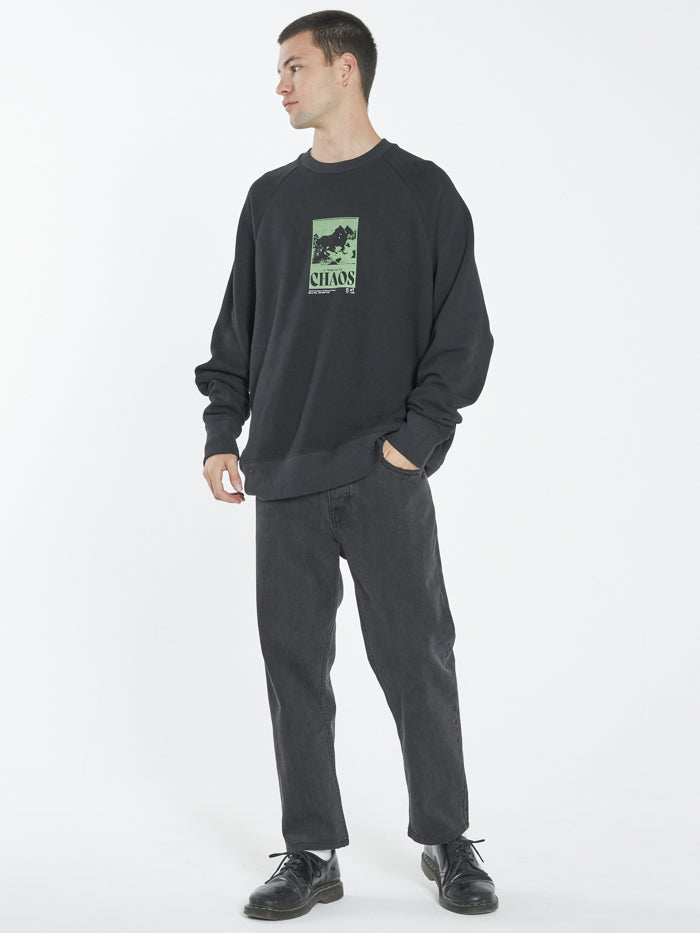 Chaos Oversize Raglan Crew - Black