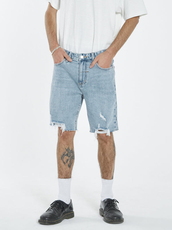 Destroyed Bones Denim Short - Dust Blue