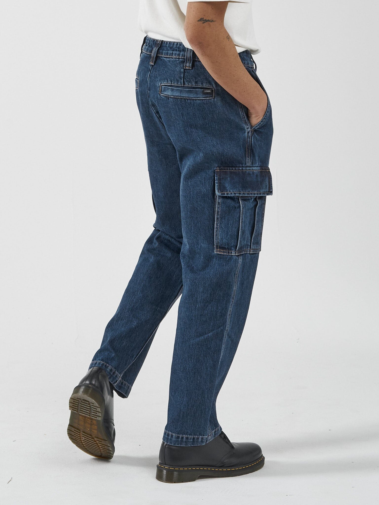 Dark wash deals cargo jeans