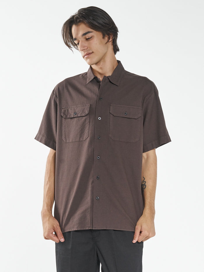 Thrills Union Short Sleeve Work Shirt - Postal Brown
