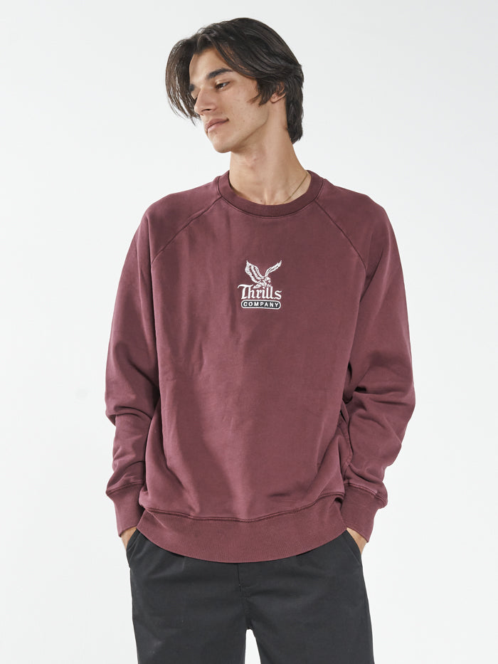 Landed Oversize Raglan Crew - Blood Red