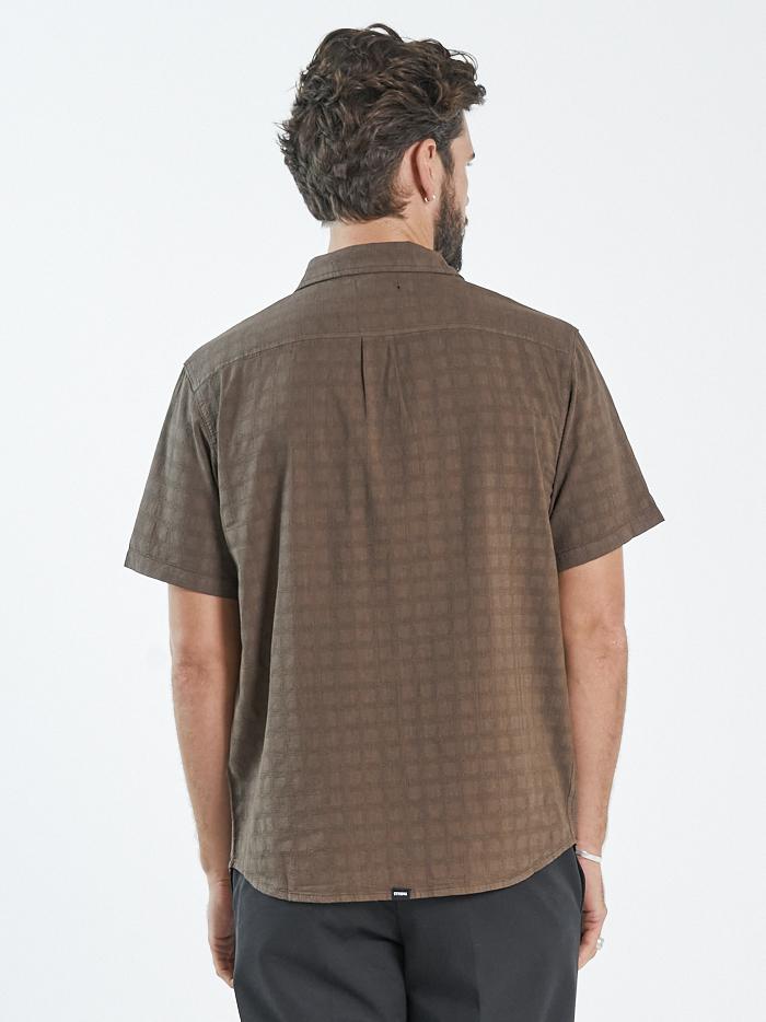 Disruption Jacquard Check Short Sleeve Shirt - Walnut