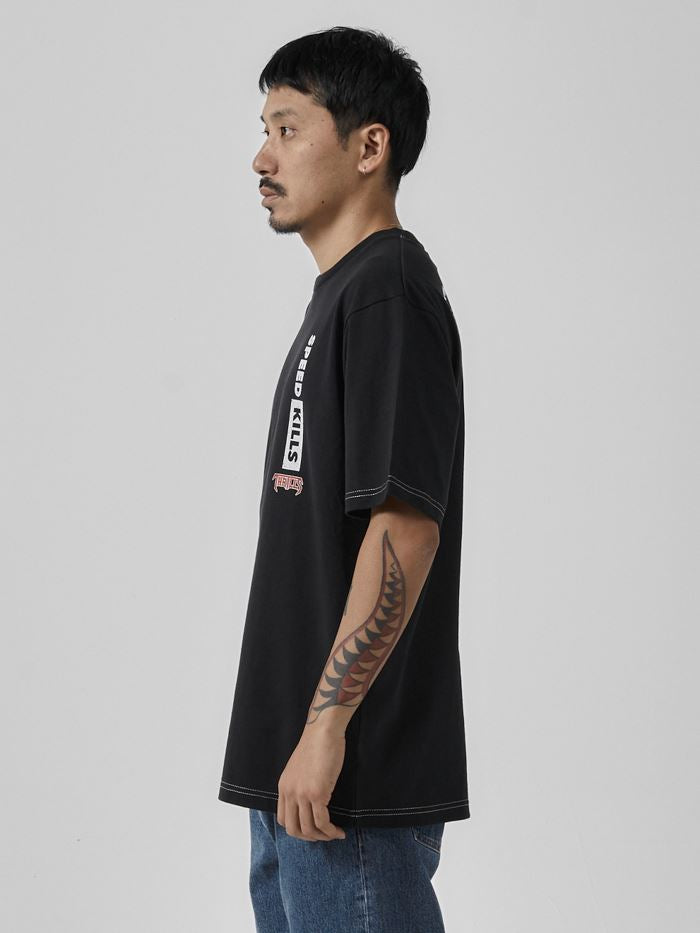 Speed Kills Oversize Fit Tee - Washed Black