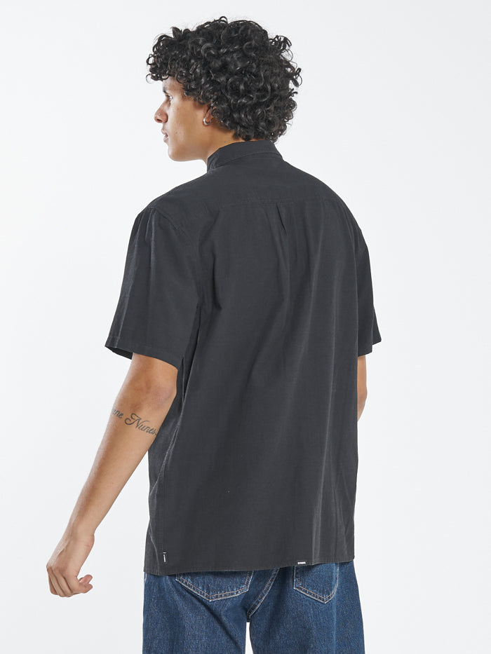 Minimal Jacquard Short Sleeve Shirt - Washed Black