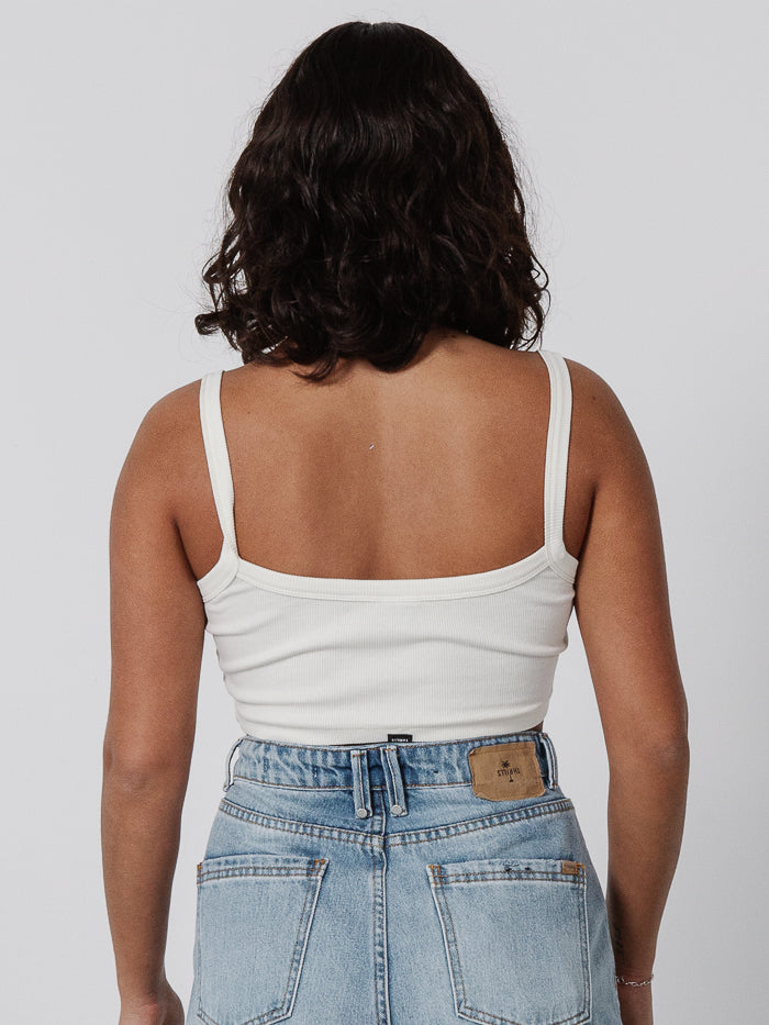 Super Natural Super Crop Rib Singlet - Heritage White