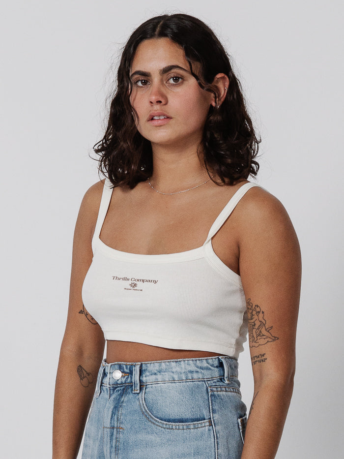 Super Natural Super Crop Rib Singlet - Heritage White