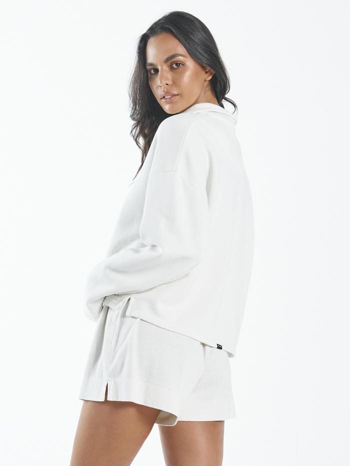 Hemp 3/4 Zip Pullover - Dirty White