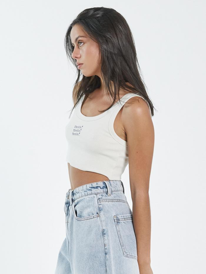 Thrills Unlimited Retro Crop Tank - Heritage White