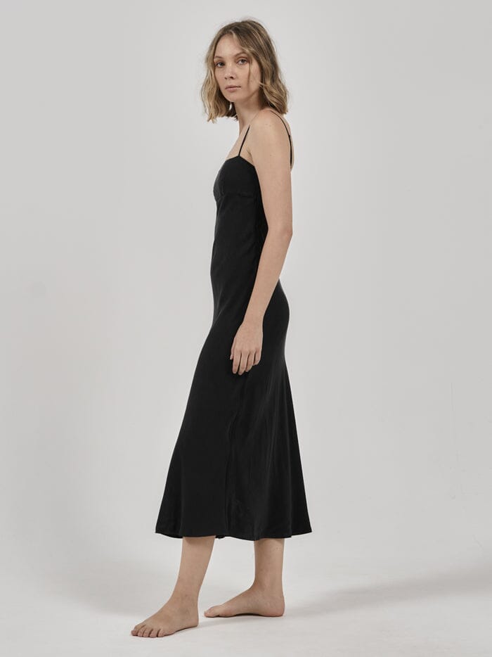 Inez Mid Length Slip Dress - Antique Black