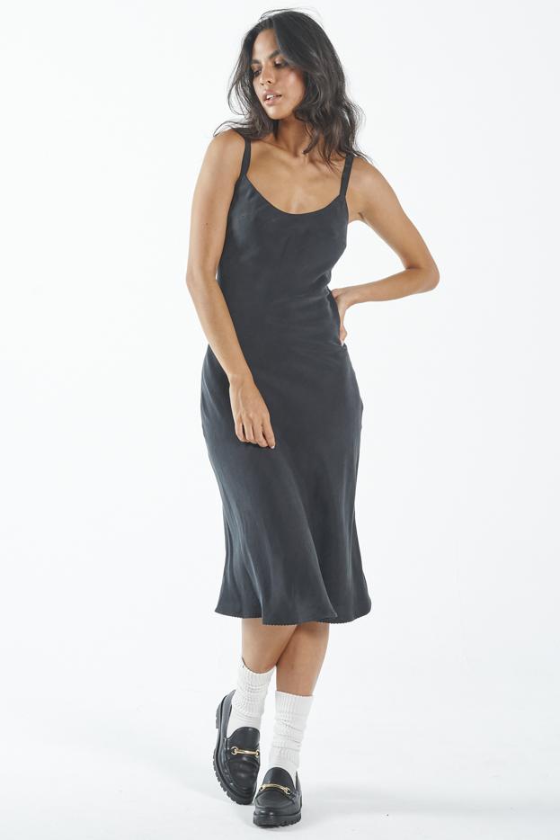 Harriet Midi Slip Dress - Antique Black