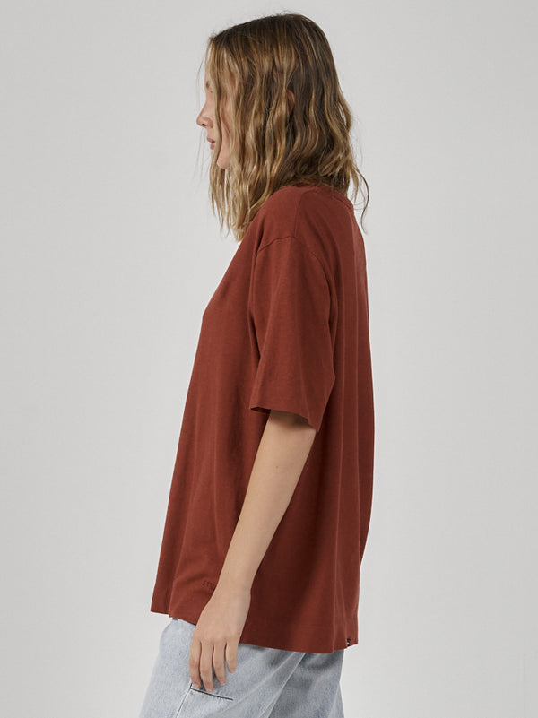 Hemp Lightweight Box Fit Tee - Burnt Henna