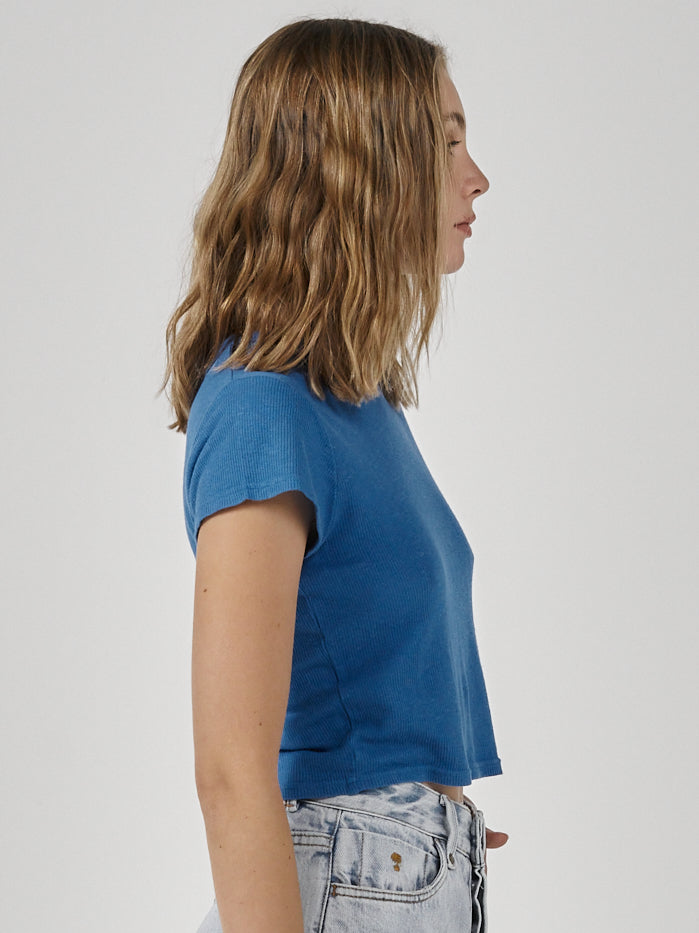 Hemp Paper Rib Micro Tee - Lapis Blue