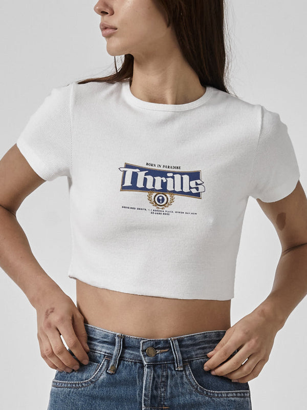King Of Thrills Baby Crop Tee - Dirty White