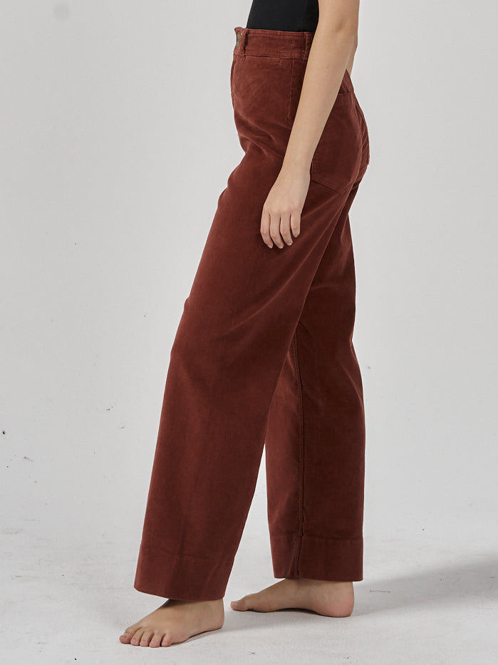 Belle Full Length Cord Pant - Burnt Henna